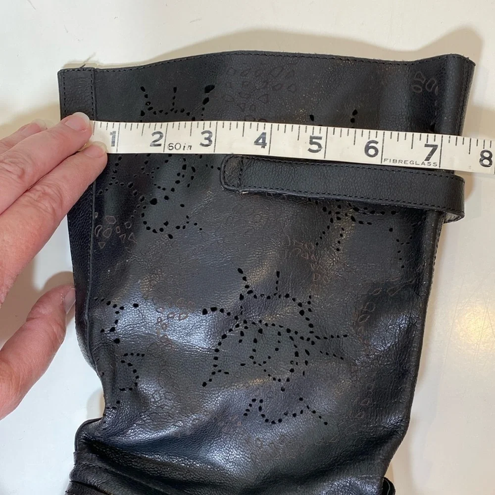 BACIO 61 Black Perforated Leather Prolisso Motorcycle Biker Boots‎ Size 8 - Picture 11 of 15